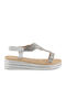 Women's Flat Sandals in Silver Color