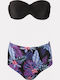 Set Bikini με Αφαιρούμενη Ενίσχυση Ψηλόμεσο Floral Μαυρο