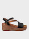 Women's Synthetic Leather Ankle Strap Platforms Black