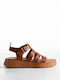 Flatforms Bozikis Square Toe Straps & Soft Sole Women's 245 D Tan Leather