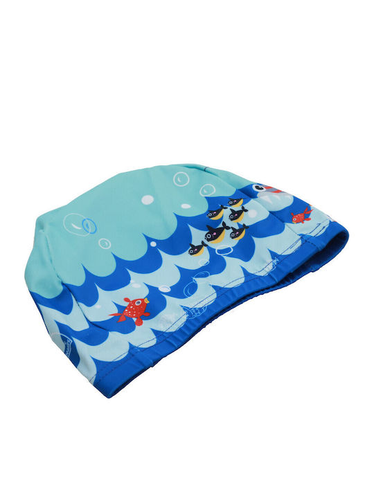 Lycra Badekappe Hellblau Fisch