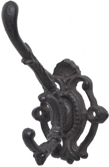 Antique Wall Hanger Metal 2 Hooks Black 8cm