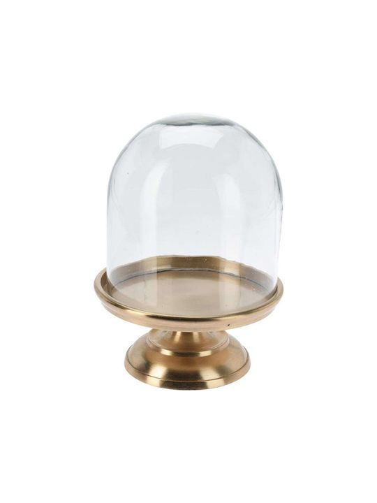 Glass Bell Golden Aluminum Base H24xø17cm