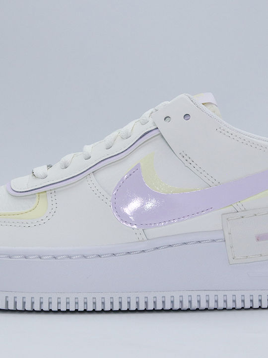 Nike Air Force Shadow Γυναικεία Flatforms Sneakers Λευκό Δέρμα