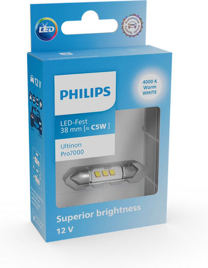 Philips Λάμπα Αυτοκινήτου Ultinon Pro7000 Fest 38mm LED 4000K Φυσικό Λευκό 12V