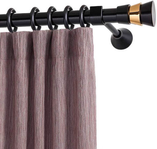 Metallic Curtain Pole Triplet Double with Rod Φ25mm 140cm Black Checkmate