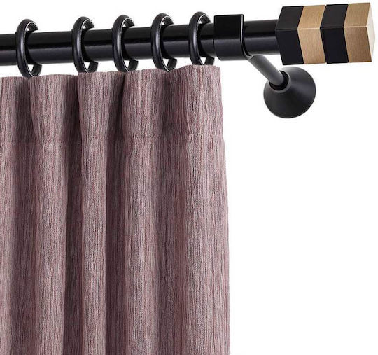 Metallic Curtain Pole Quatro-S Double with Rod Diameter 25mm Length 140cm Black Matte / Gold Matte