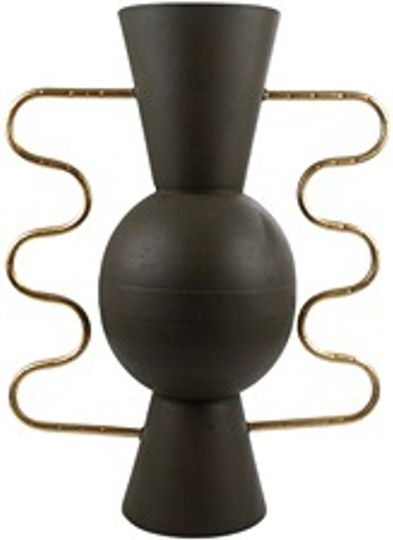 Zen Collection Metallic Green Vase Gold Handles 39x20x50.5cm 51553