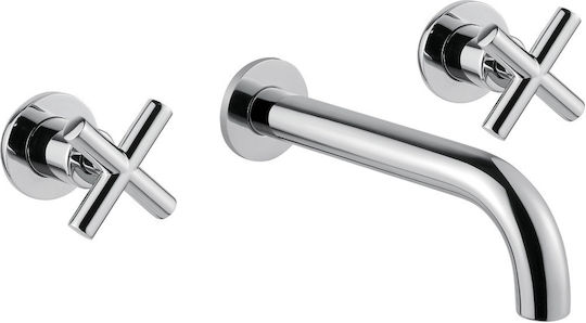 Interflex Μίκτης Μπαταρίας Εντοιχισμού για Νιπτήρα Ασημί