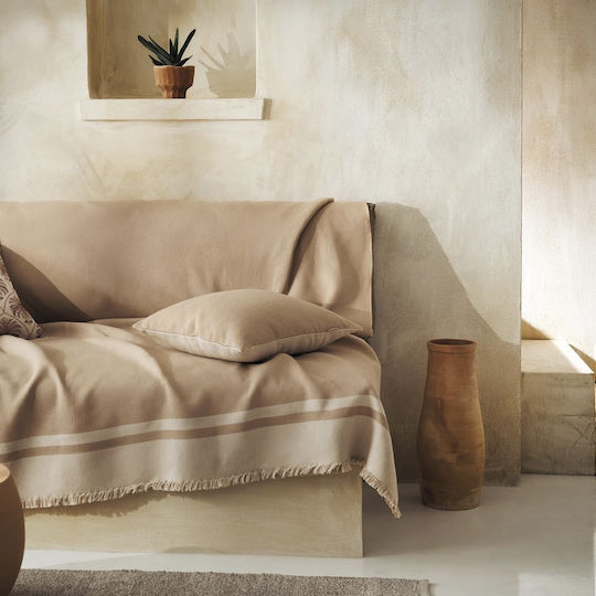 Gofis Home Marian Decke Für Dreisitzer-Sofa Mit 2 Seiten 180x310cm Ground Beige 336/41