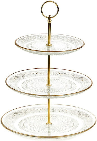 Glass Dessert Tower Stand with 3 Tiers Transparent Ø25.3cm 25.3x25.3cm