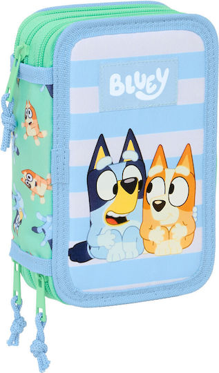 Bluey Тройна Ученическа Раница Bluey Sisters Зелен Джоб За Бутилка 12,5 X 19,5 X 5,5 См 37 Части