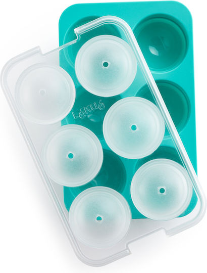 Lekue Ice Cube Mold Round Silicone with Lid Blue