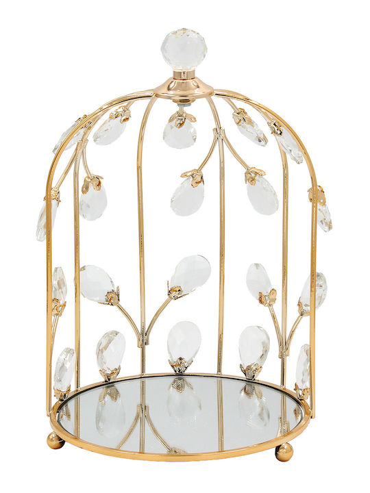 Keskor Metallic Round Decorative Tray with Mirror 18x18x28cm