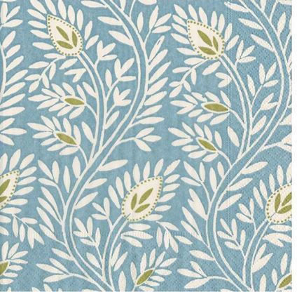 Samsara Cocktail Party Napkins Stone Blue 12.5x12.5cm Caspari 20 Pieces
