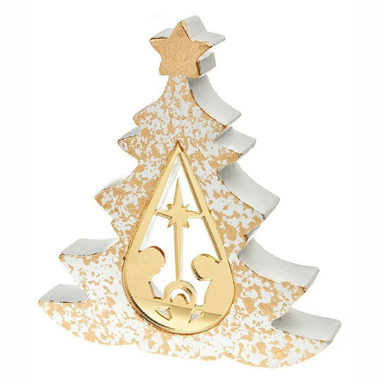 Christmas Decorative Ceramic Tree 13cm Gold Tree Nativity K667