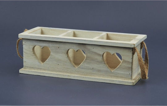 Heart Zl17h7463 Christmas Wood Candlestick 25x10cm
