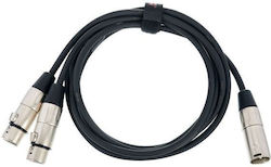 Kirlin Y-301-06 Black Male XLR To 2 Female XLR Cable