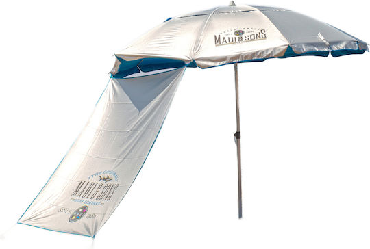 Maui & Sons Umbrelă De Plajă Pliabilă Din Aluminiu Cu Diametru De 2.2m Cu Umbrelă, Protecție UV Și Rezistență La Vânt Royal Albastru