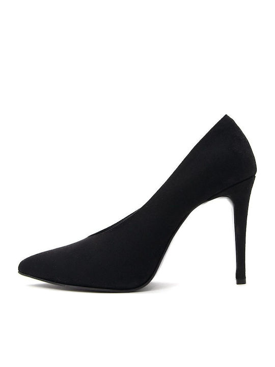 Kenso Suede Γόβες με Ψηλό Τακούνι Μαύρες