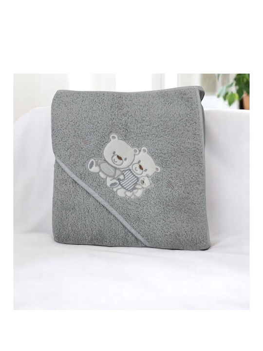 Blue Kids Baby Hooded Towel Gray 80x80cm