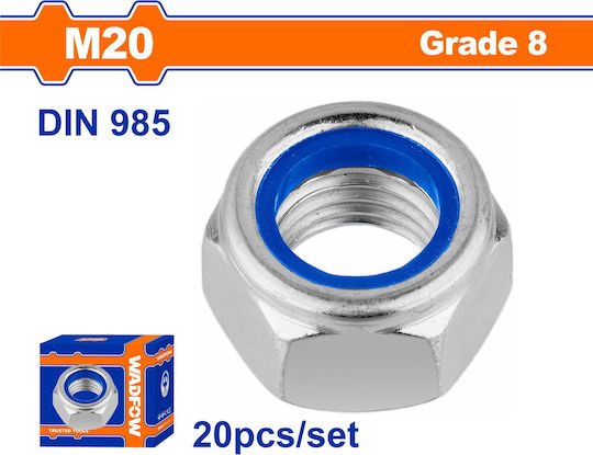 Wadfow Παξιμάδι Ασφαλείας για Βίδα M20mm 20τμχ DIN 985