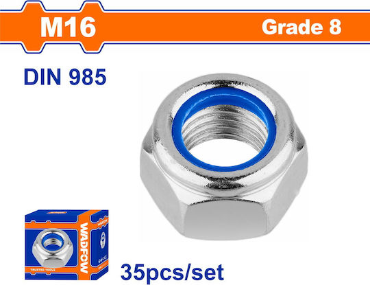 Wadfow Παξιμάδι Ασφαλείας για Βίδα M16mm 35τμχ DIN 985