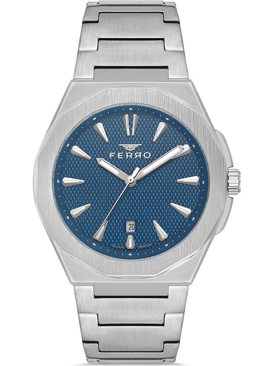 Ferro Herrenuhr Batterie mit Silber Metallarmband
