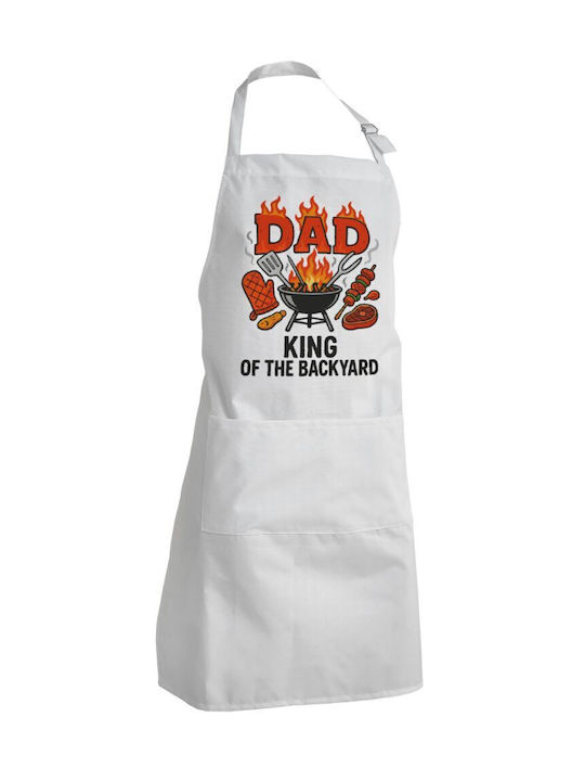 Koupakoupa Dad "king Of The Backyard" Ποδιά Κουζίνας Λευκή 22x40cm KP_30493_apron-bbq-adult