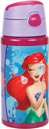 Disney Princess Kids Aluminium Thermos Water Bottle with Straw Multicolour 500ml
