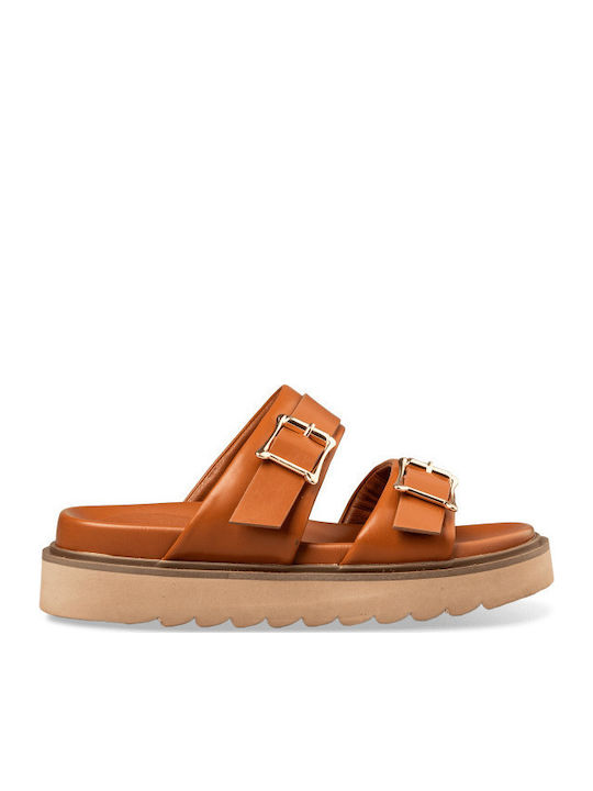 Envie Shoes Γυναικεία Σανδάλια Flatforms Καφέ