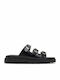 Leather Women's Flat Sandals Black