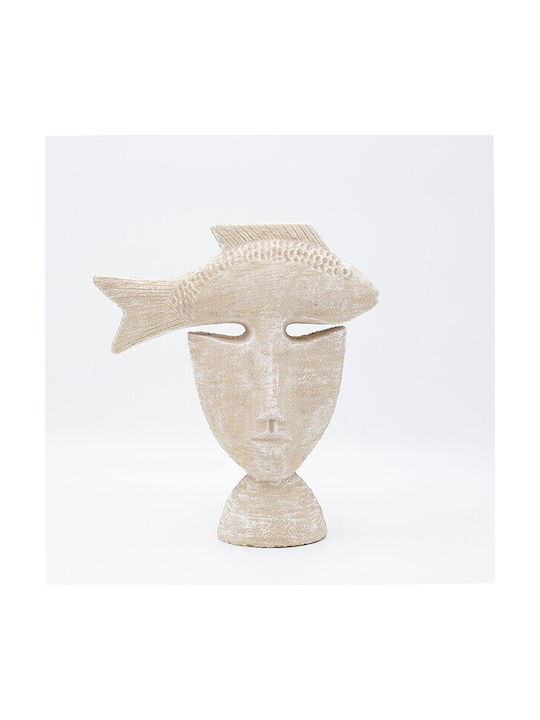 Figurină Decorativă Sculptură Beton Bej 24,5x8x27,5cm Pachet 2 Bucăți
