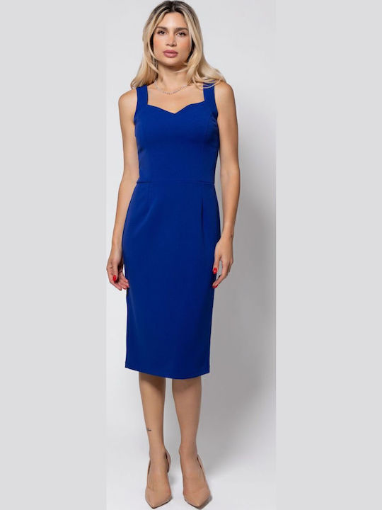 BelleFille Summer Midi Dress Sleeveless Blue Ruwa