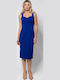 Sommer Midi Damenkleid Ärmellos Blau Rüa