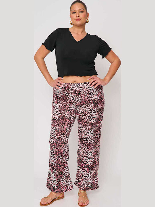 Women's High Waist Pantaloons with Rubber Band Leopard