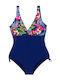 Plus Size Swimsuit For Large Bust Floral Blue