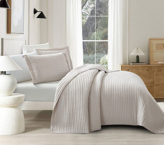 Liolios Home Pillowcase Set Quilted Beige 50x70cm.