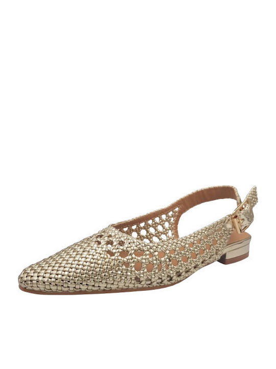 B-Nice Anatomic Synthetic Leather Pointed Toe Gold Heels
