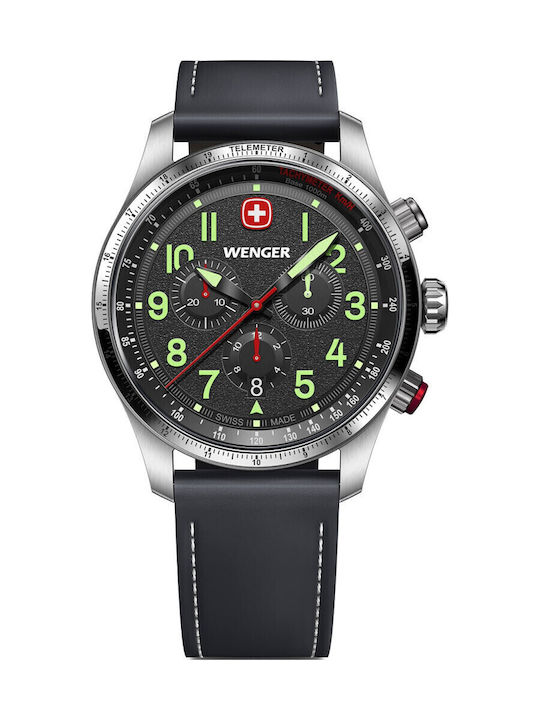 Wenger Men's Watch Battery with Black Leather Strap