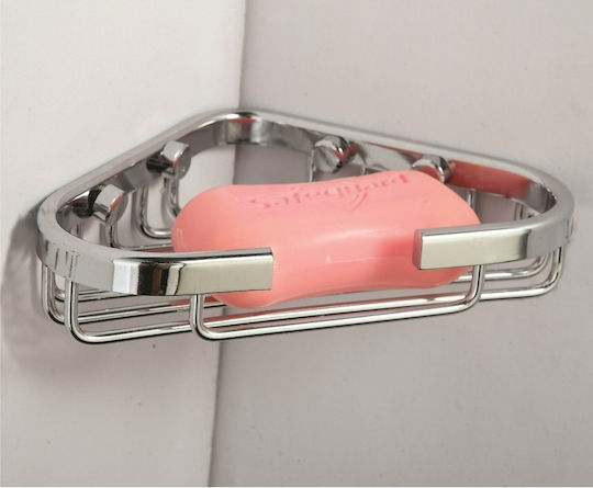 Inter Ceramic Corner Wall Mounted Bathroom Shelf Silver