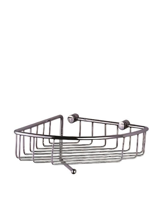 Inter Ceramic Corner Wall Mounted Bathroom Shelf Silver