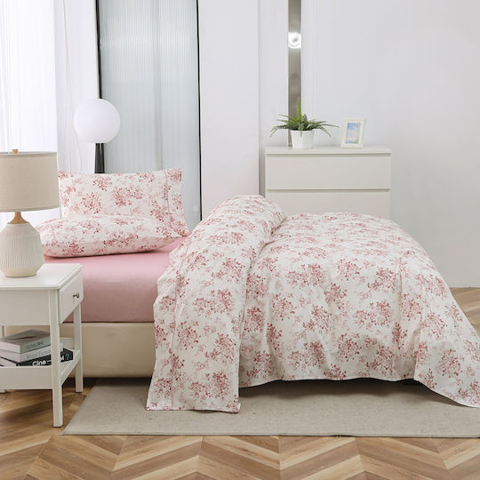 Liolios Home Sheet Sets Queen 245x270cm. Pink 4pcs