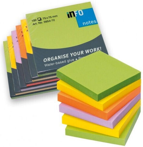 Blocnotes Spring Rainbow 75x75mm 6x80 Foi De Hârtie Info Notes 4044355789681