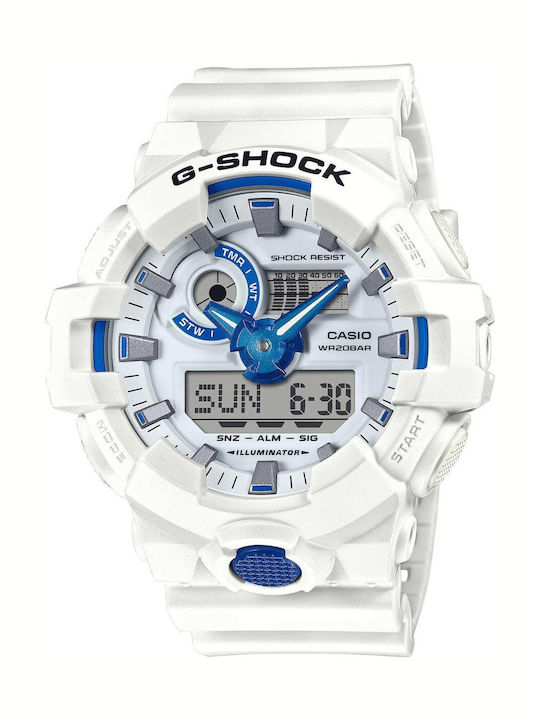 Casio G-shock Analog/Digital Men's Watch Chronograph Battery with White Rubber Strap