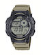 Casio Digital Men's Watch Chronograph Battery with Green Rubber Strap