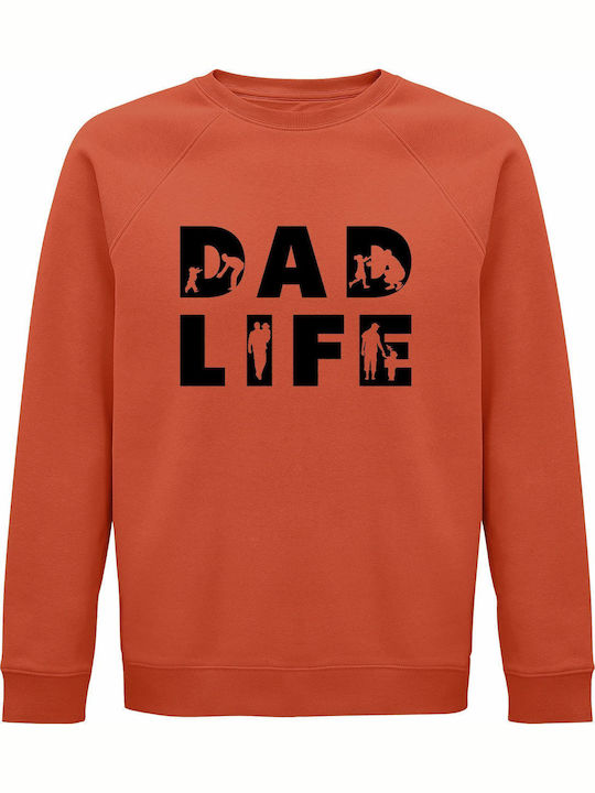 Sweatshirt Unisex Organic " Dad Life Design Kids " Sweet Orange