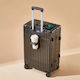 Kourk Cabin Hard Black Suitcase with 4 Wheels Height 55cm