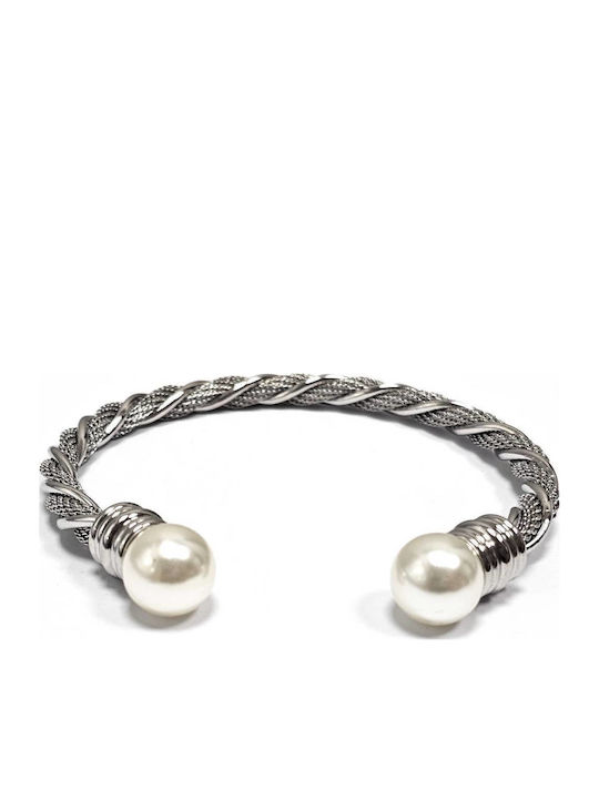 Women's Stainless Steel Bracelet with Pearls