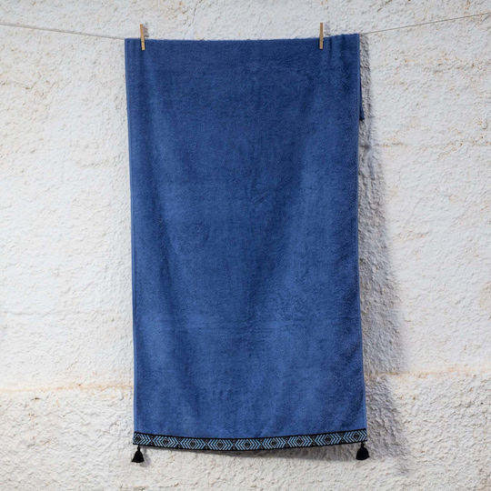White Fabric Πετσέτα Θαλάσσης Βαμβακερή Μπλε 80x160εκ.